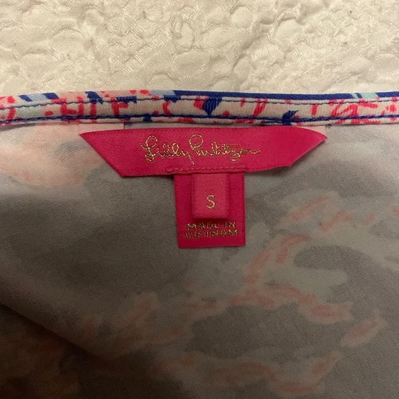 Lilly Pulitzer Coral Reef Blue and Pink Romper - Picture 5 of 5